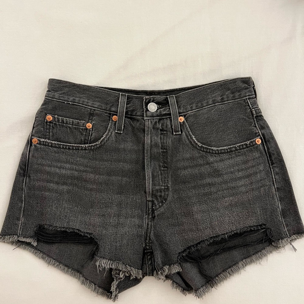 Levi's 501 Shorts - Black Cutoff with Frayed Hem